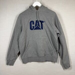 CAT Sweatshirt Adult Medium Gray Caterpillar Machinery Work Wear Embroidered